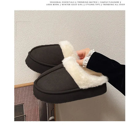 Women's Fur Snow Slippers Winter Fashion Home Plush Shoes EVA Light  Living Room Shoes Popular European And American Snow Boots