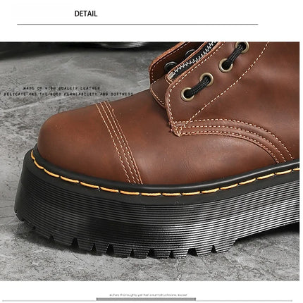 Women Boots Genuine Leather Platform Boots Motorcycle Shoes Front Zipper Optical Soles Fashion Sexy Punk Luxury Men Winter Boots
