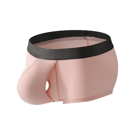 Men's Bamboo Fiber Boxer Shorts Fly Pouch Front Open Breathable Bulge Underwear Separated Pouch Trunks Dual Pouch Underpant