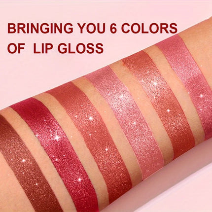 Coral Pearlescent Lipstick - Waterproof, Long-Lasting Shimmer Gloss with Golden Cap, Non-Sticky Formula, Easy Application