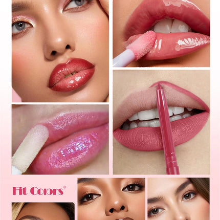 Matte Lip Gloss & Lipliner Pen Set Makeup Women Gift 24h Long-lasting Waterproof Non Stick Cup Mirror Lipstick Sexy Lips Makeup