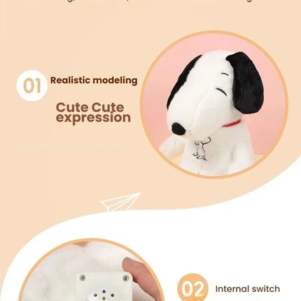 2026 Glowing Breathing Snoopy Plush Toy Baby Sleep Aid Cute Calming Stuffed Animal Kids Bedtime Gift。