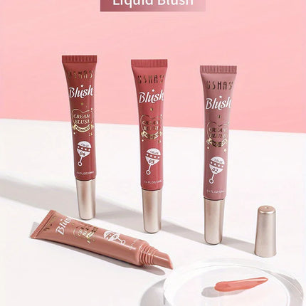 USHAS 4 Color Long-lasting Liquid Blush Facial Contouring Lightweight Soft Multi-Use Cream Blush Waterproof Facial Blush Stick