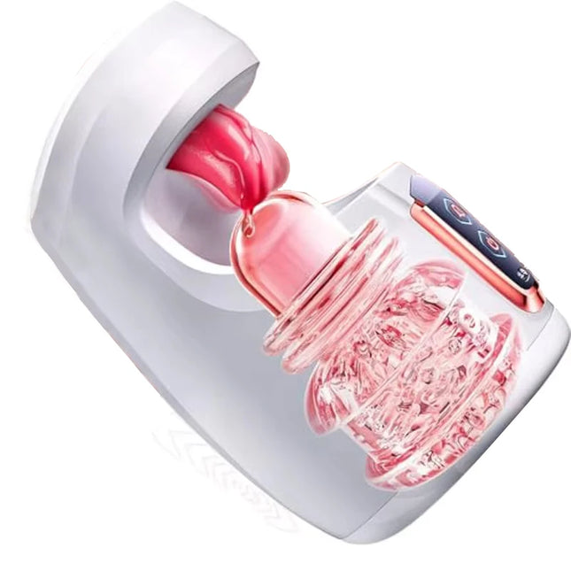 Male Masturbator Tongue-Licking Function:10-Speed Thrusting Oral Sex Machine for Stress Relief TrainingStimulation Male Sex Toy