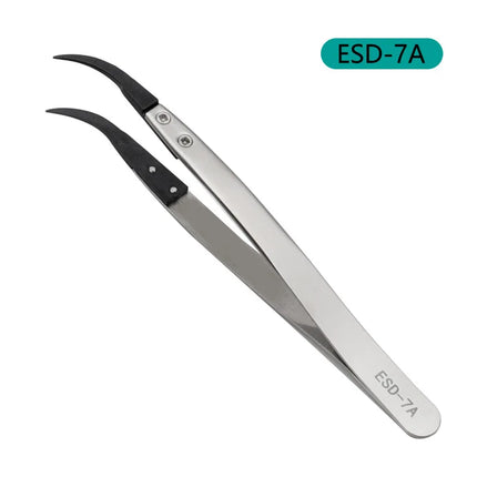 1 Piece Anti-Static ESD Tweezers Replaceable Tweezers Tips Stainless Steel Body Carbon Fiber Conductive Plastic Tweezers
