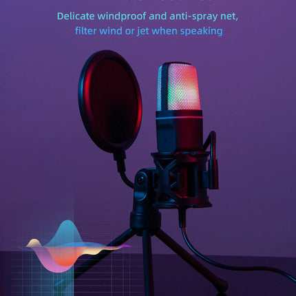 Gaming Computer Professional Condenser Microphone Mic PC Laptop USB Wired Live Streaming Podcast Studio Mike Kit Gamer Karaoke