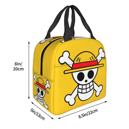 Custom One P-Pieces Insulated Lunch Bags for Women Skull Manga Portable Thermal Cooler Food Lunch Box Outdoor Camping Travel