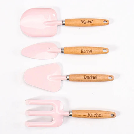 Personalized Colorful Kids Gardening Tools,Mini Wood Handle Trowel Shovel Fork Garden Hand Tools Garden Gifts for Men Women Kids