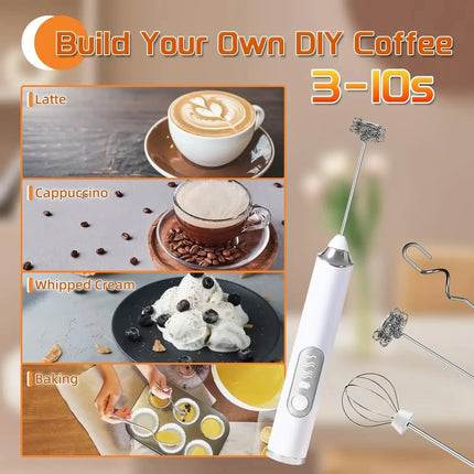 Portable electric milk mixer, handheld mixer, USB mini coffee machine mixer, cappuccino cream mixer, egg beater, food mixer