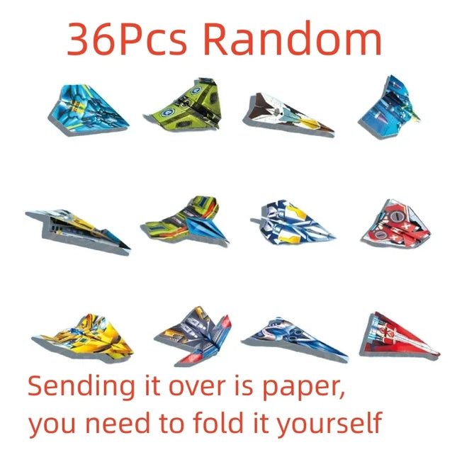 36 Sheets DIY  Handmade 3D Colored Origami Paper Airplane Educational Montessori Puzzle Toy Gift for Creative Thinking