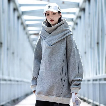Autumn Men's Windbreaker Turtleneck Hooded Sweatshirts New Japanese Ninja Hoodies Women Line Print Oversized Y2K Vintage Hoodie