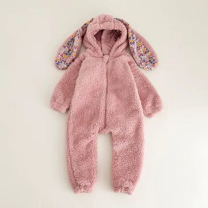 Spring Baby Girls Boys Rabbit Romper Newborn One-piece Jumpsuit Hooded Pajamas Boys Plush Homewear Outfits Baby Costume