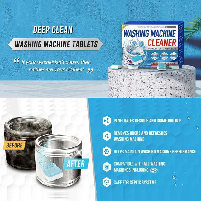 Washing Machine Cleaner  Pack-Deep Cleaning Tablets Odor Removing Tablets for Washer Laundry Supplies Cleaning Products for Home