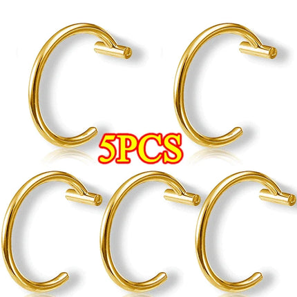 5PCS Punk Lips Rings Medical Titanium Steel Nose Ring Fake Nose Ring Septum Piercing Clip on Mouth Ring Fake Piercing Body Clip