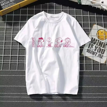 2025 New Summer Snoopy T Shirt Cartoon Short Sleeved Tees Tops Harajuku T-shirt Women Streetwear Pullover Clothes Men's Clothing