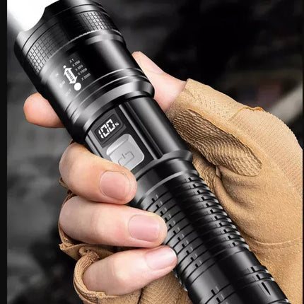 Ultra Bright LED Flashlight Type-C Rechargeable 3 Modes Long Range Zoom Tactical Torch Outdoor Emergency Camping Fishing Lantern