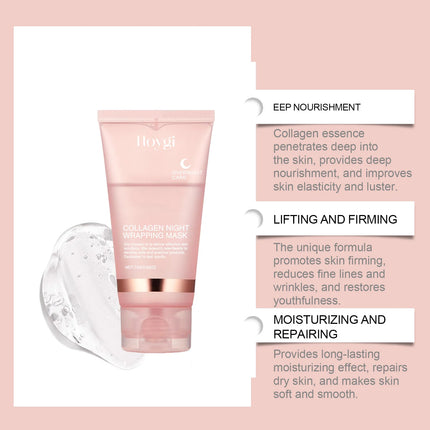 Korean Collagen Overnight Wrapping Peel Off Facial Mask, Collagen Night Wrapping Mask Deeply Hydrates Night Care Mask Cream 75ml