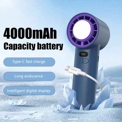 Handheld Air Cooling Mini Turbo Jet Fan 100 Speeds Wind Rechargeable Protable Ice Compress Fans for Outdoor High Speed Cooling