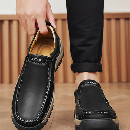 Brand Men Shoes High Quality Genuine Leather Men's Casual Shoes Slip On Comfort Business Man Flats Shoes Outdoor Men Work Shoes