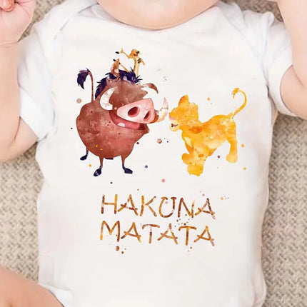 Cartoon HAKUNA MATATA The Lion King Printed Baby Clothes Onesies Funny Infant Bodysuit Short Sleeve Jumpsuit Outfits