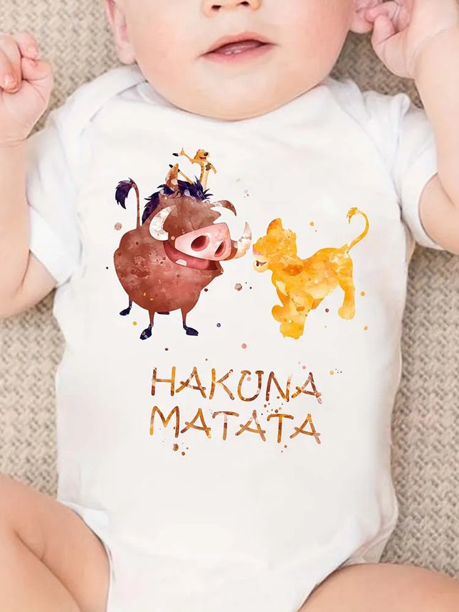 Cartoon HAKUNA MATATA The Lion King Printed Baby Clothes Onesies Funny Infant Bodysuit Short Sleeve Jumpsuit Outfits