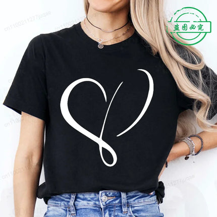 Women Love Heart Design T-Shirts Fashion Casual Short Sleeve T-shirt Heart Personalised Graphic Tshirts RED Women T Shirts Ts01