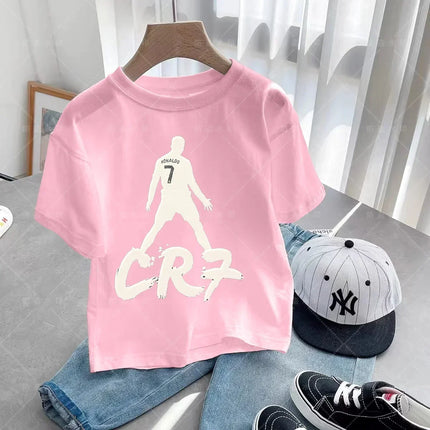 New Summer CR7 Print Cotton Boys Girls T-shirt Cristiano Ronaldo Clothing Fashion Outdoor Casual Fashion Sports Tees Top T-shirt