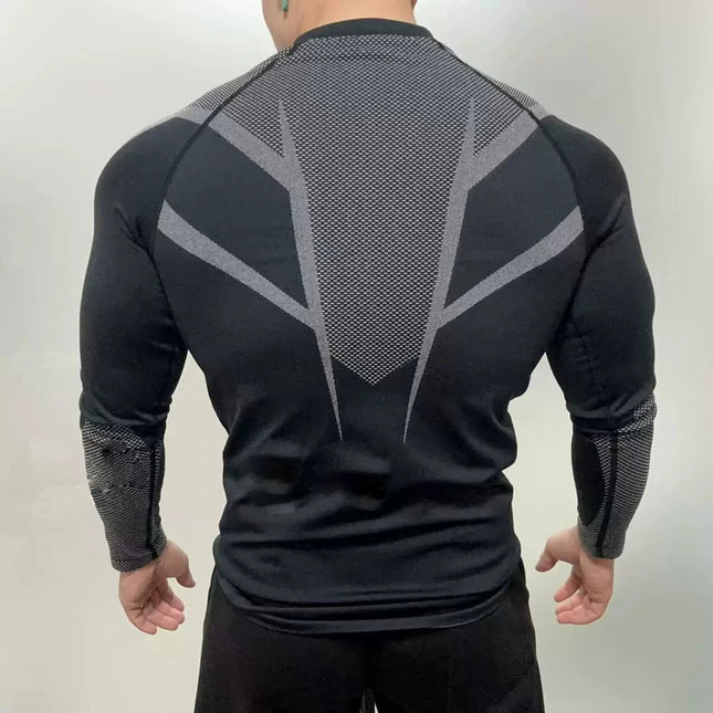 Men Long Sleeve Compression Fitness T-Shirt Quick-Dry Running Gym Training / T-Shirt Homme Manches Longues Compression Fitness Séchage Rapide Course Gym