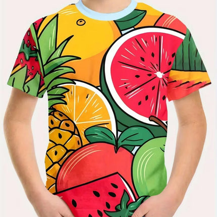 Fashion Lime Lemon Pattern T-Shirt for Kids Hot Sale Fruit 3D Printed T Shirts Summer Round Neck Tees Tops Loose Short Sleeves
