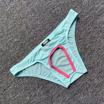 Sexy Open Crotch Panties Men Crotchless Underwear Ice Silk Plus Size Hole Briefs Erotic Male Lingerie Night Wear