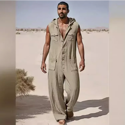 European  American Men's Street Fashion Workwear Jumpsuit Summer Thin Breathable Casual Sportswear 2025 New Style