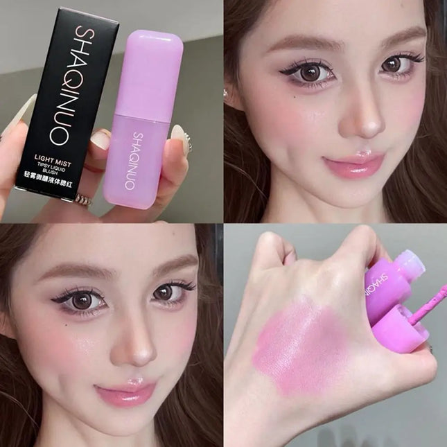 Peach Pink Blush Liquid Moisturizing Smooth Long Lasting Non Fading Facial Contouring Brightening Essential Natural Makeup