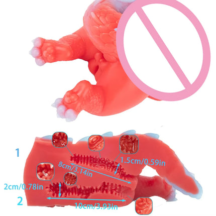YOCY 6629 Orange Dragon Dual Channel Male Masturbator FURRY Stroker Pocket Pussy Sex Toy For Fetish Adult 18+