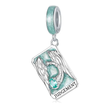 WOSTU 925 Sterling Silver Colorful Tarot Cards Charm Pendent Magic Star Moon Sun Lover Bead Fit DIY Bracelet Necklace Women Gift