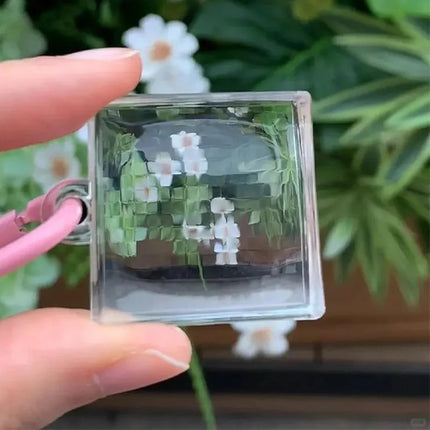 Harajuku Clear Pixel Filter Keychain Creative Blank Acrylic Small Frame Keyring Couple Anniversary Bag Pendant DIY Accessories
