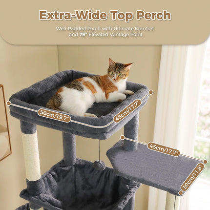 Tall Cat Tree with Large Condo Sisal Scratching Posts Oversized Perch Spacious Hammocks Multi-Level Cat Tower with Cat Tunnel Large Cat Furniture for Indoor Big Cats