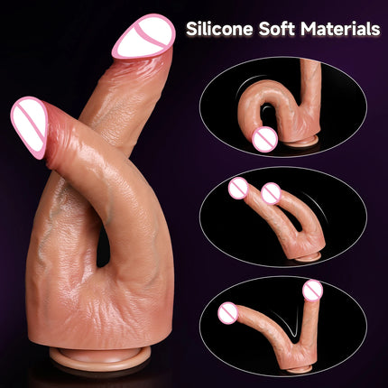 Dual-Ended Dildo for Women Flexible Realistic Double Penetration Adult Toy Soft Waterproof Phallus for Vaginal Anal Stimulation