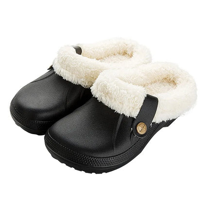 KANCOOL Fur Lined Clogs Shoes For Women Men Winter Indoor Outdoor Waterproof Plush Slippers Cozy Warm House Slippers Garden Shoe