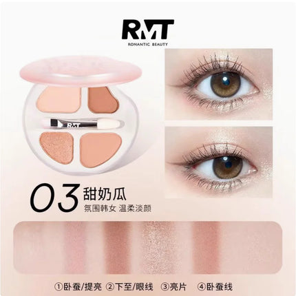 RMT Romantic Beauty Eye Shadow Silkworm Palette - Four Colors Matte Contouring & Brightening Eyeshadow Palette