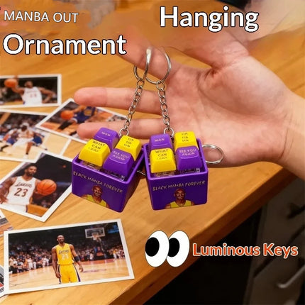 Black Mamba Voice Keychain LED Sound Pendant Classic Quotes Talking Button Stress Relief Toy Gift For Fans Car Backpack