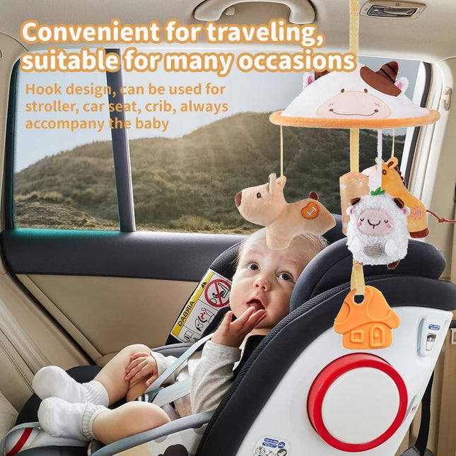 Baby Sensory Hanging Rattles Learning Toy Soft Plush Animals Newborn Baby Rattle Multifunctional Stroller Toys 0-24 Months Gifts