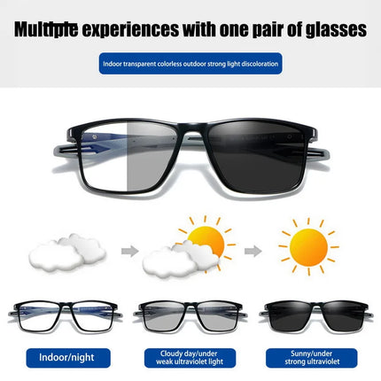 Photochromic Sports Myopia Glasses Ultralight Frame Anti Blue Light Outdoor Sunglasses Nearsighted Optical Eyeglasses Diopter