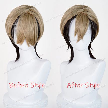 Zanka Nijiku Cosplay Wig 42cm Short Wigs Anime Cosplay Wig Halloween Heat Resistant Synthetic Hair