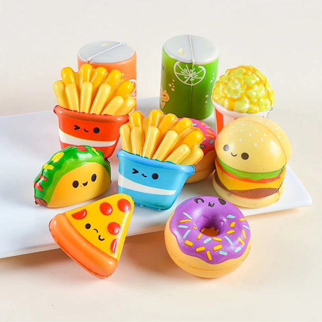 12pcs Mini Squeeze Toys, School and Birthday Gift Pack with Various Food & Fries Slow-Rising Squishy Toys, Random Styles Christmas