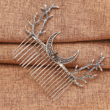 Witch Fairy Crystal Crescent Moon Twigs Branch Amethyst Haircomb Forest Woodland Hairclip Hairpin Faerie Hair Jewlery for women
