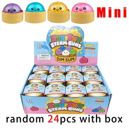 Mini 1-24pcs Glitter Dumpling Glitter Dumpling Squishy with Box Dumplings Sensory Squeeze Toy for Stress Relief