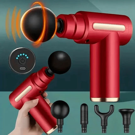 1pc Powerful Cordless Massage Gun with LED Display - Deep Tissue Muscle Relaxer, 4 Interchangeable Heads, 1200mAh Lithium Batter