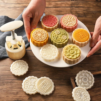 1 set DIY Mooncake Mold Plastic Hand Press Pastry Mold Hand Press Mung Bean Cake Model Pastry Embossing Make Kitchen Baking Tool