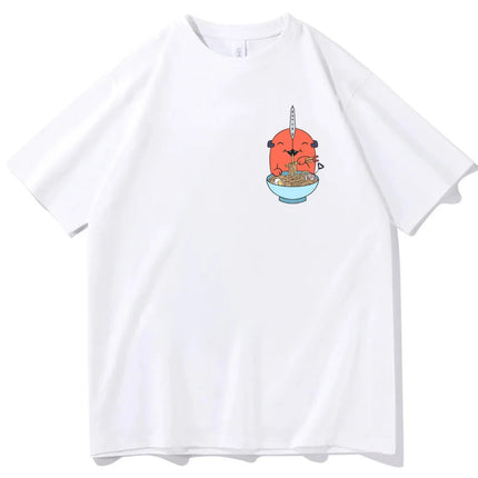 Chainsaw Man cotton shirt teen University graphic Grunge Retro t-shirt Classic Punk 2000s Trendy