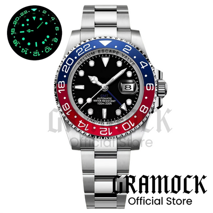 Black Purple GMT Automatic Men Watches 40mm SEA Mechanical Wristwatch Sapphire Glass Polished Strap Steel Diving NH34A Movement